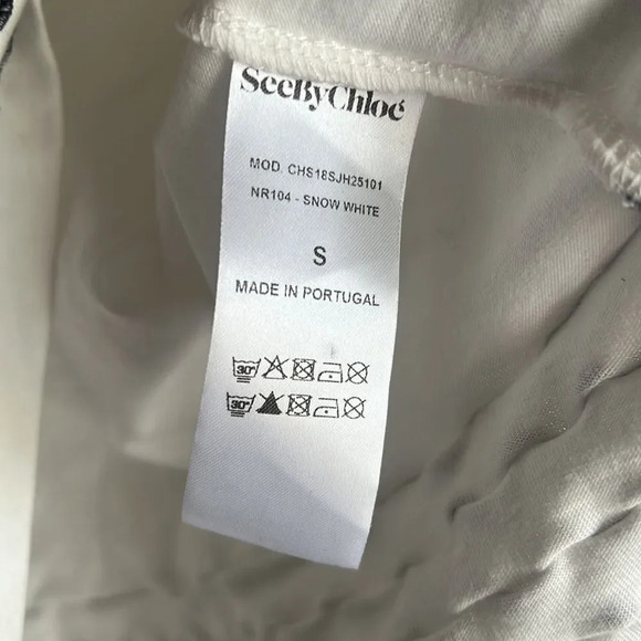 See by Chloe Luxury White Bell Long Sleeve Decorated Boxy Top French Style - Picture 6 of 10